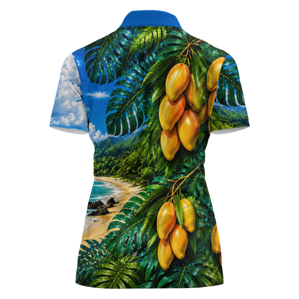 Hawaiian Mango Tropical Beach Women Polo Shirt Scenic Island Nature Exotic Fruit Graphic TS04 - Polynesian Pride