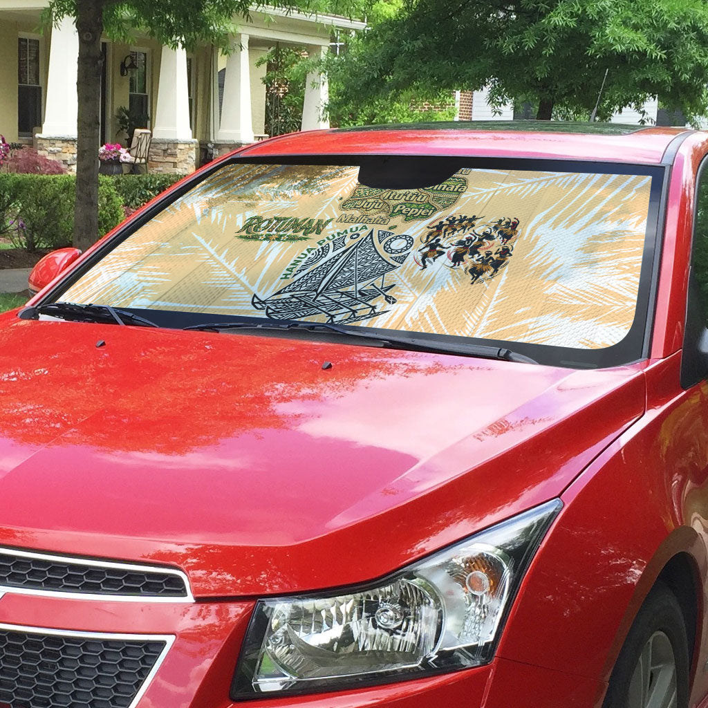 Rotuman Culture Island Pride Auto Sun Shade Traditional Polynesian Tribal Pattern With Island Map TS04 - Polynesian Pride