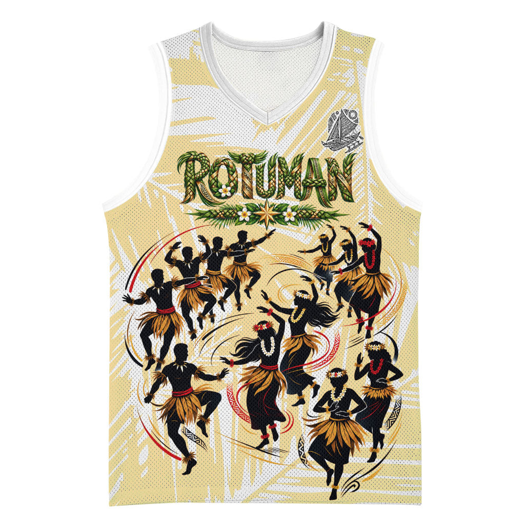 Rotuman Culture Island Pride Basketball Jersey Traditional Polynesian Tribal Pattern With Island Map TS04 Unisex Yellow Beige - Polynesian Pride