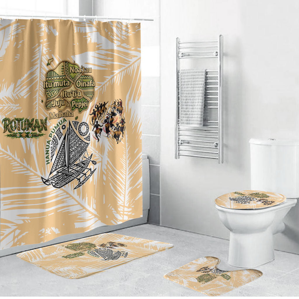 Rotuman Culture Island Pride Bathroom Set Traditional Polynesian Tribal Pattern With Island Map TS04 Bathroom Set (4 pcs) Yellow Beige - Polynesian Pride