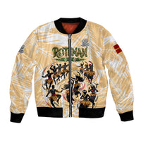 Rotuman Culture Island Pride Bomber Jacket Traditional Polynesian Tribal Pattern With Island Map TS04 Unisex Yellow Beige - Polynesian Pride