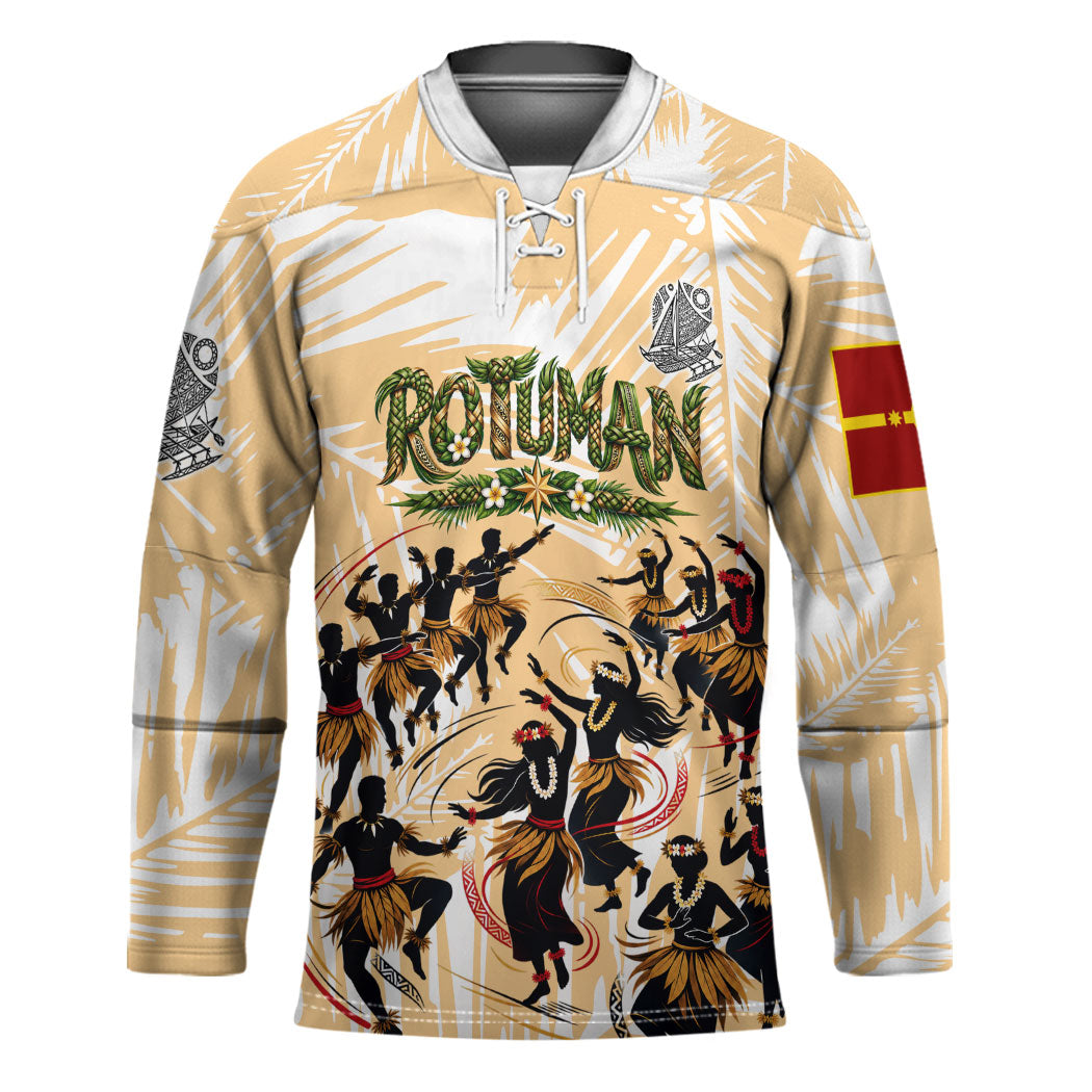 Rotuman Culture Island Pride Hockey Jersey Traditional Polynesian Tribal Pattern With Island Map TS04 Unisex Yellow Beige - Polynesian Pride