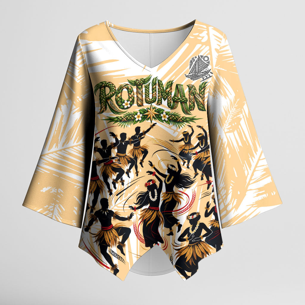 Rotuman Culture Island Pride Kimono Sleeve Blouse Traditional Polynesian Tribal Pattern With Island Map TS04 Female Yellow Beige - Polynesian Pride