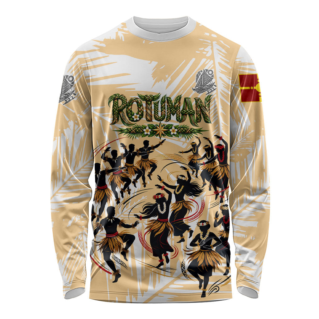 Rotuman Culture Island Pride Long Sleeve Shirt Traditional Polynesian Tribal Pattern With Island Map TS04 Unisex Yellow Beige - Polynesian Pride