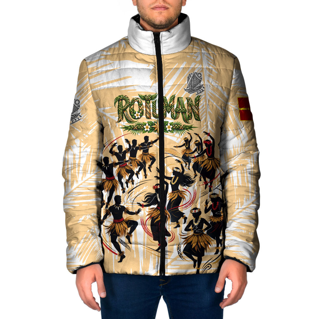Rotuman Culture Island Pride Padded Jacket Traditional Polynesian Tribal Pattern With Island Map TS04 Men Yellow Beige - Polynesian Pride