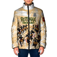 Rotuman Culture Island Pride Padded Jacket Traditional Polynesian Tribal Pattern With Island Map TS04 Men Yellow Beige - Polynesian Pride