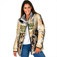 Rotuman Culture Island Pride Padded Jacket Traditional Polynesian Tribal Pattern With Island Map TS04 Women Yellow Beige - Polynesian Pride