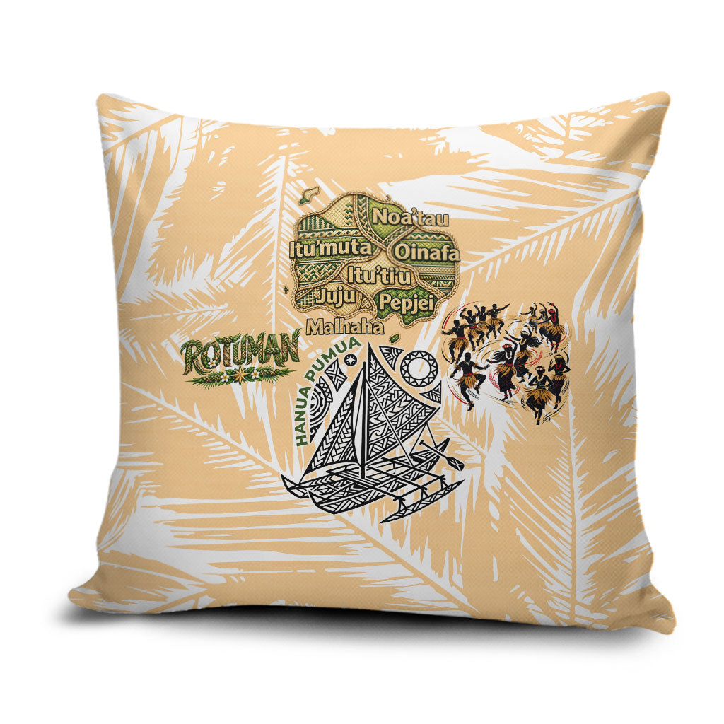Rotuman Culture Island Pride Pillow Cover Traditional Polynesian Tribal Pattern With Island Map TS04 Yellow Beige - Polynesian Pride