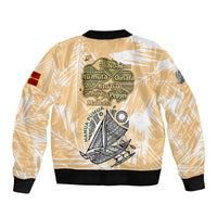 Rotuman Culture Island Pride Sleeve Zip Bomber Jacket Traditional Polynesian Tribal Pattern With Island Map TS04 - Polynesian Pride