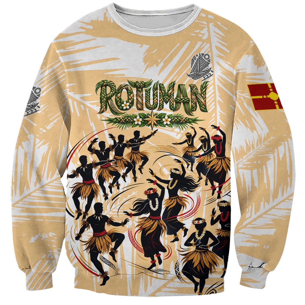 Rotuman Culture Island Pride Sweatshirt Traditional Polynesian Tribal Pattern With Island Map TS04 Unisex Yellow Beige - Polynesian Pride