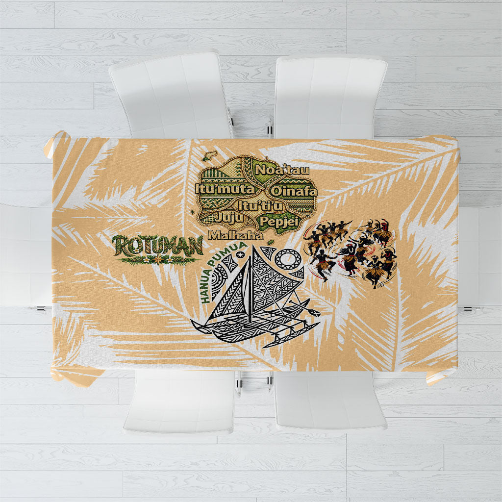 Rotuman Culture Island Pride Tablecloth Traditional Polynesian Tribal Pattern With Island Map TS04 Yellow Beige - Polynesian Pride