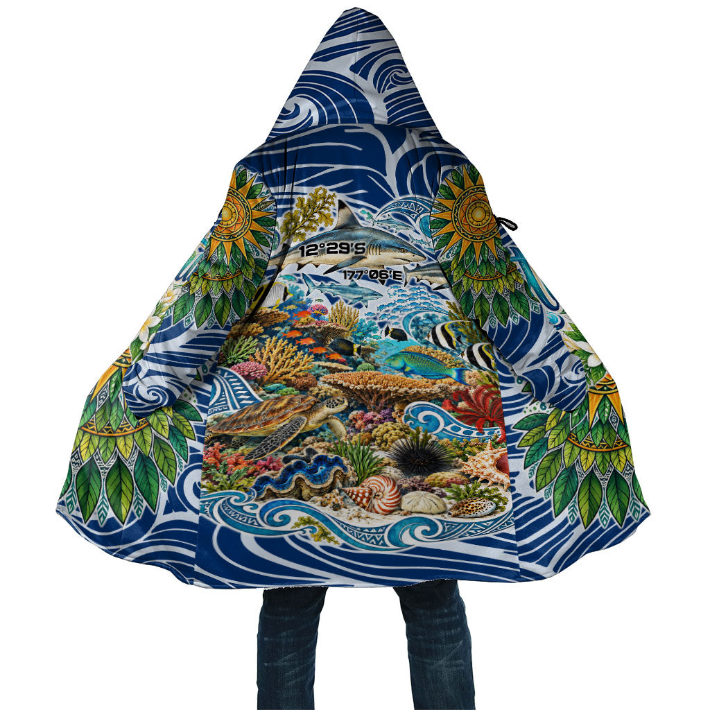 Rotuma Fiji Island Pride Cloak Ocean Wave Coral Reef Marine Life Tribal Tattoo TS04 Unisex Blue Green - Polynesian Pride