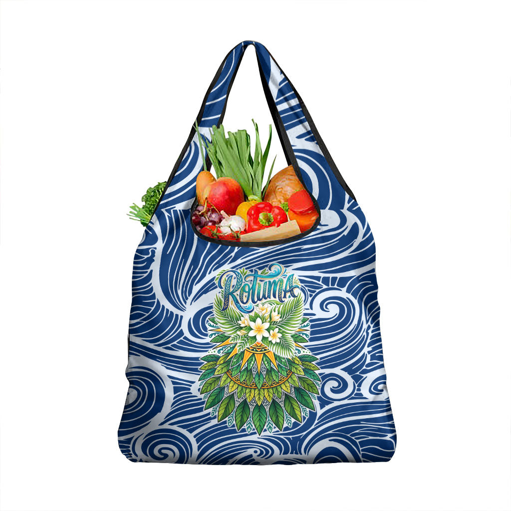 Rotuma Fiji Island Pride Grocery Bag Ocean Wave Coral Reef Marine Life Tribal Tattoo TS04 1-pack One Size Blue Green - Polynesian Pride