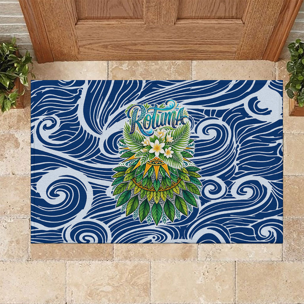 Rotuma Fiji Island Pride Rubber Doormat Ocean Wave Coral Reef Marine Life Tribal Tattoo TS04 Blue Green - Polynesian Pride