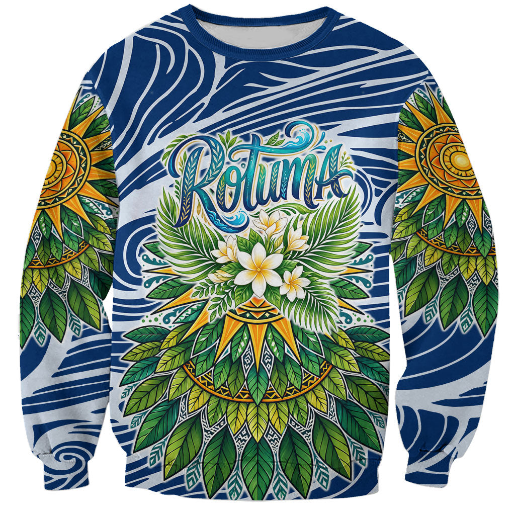 Rotuma Fiji Island Pride Sweatshirt Ocean Wave Coral Reef Marine Life Tribal Tattoo TS04 Unisex Blue Green - Polynesian Pride