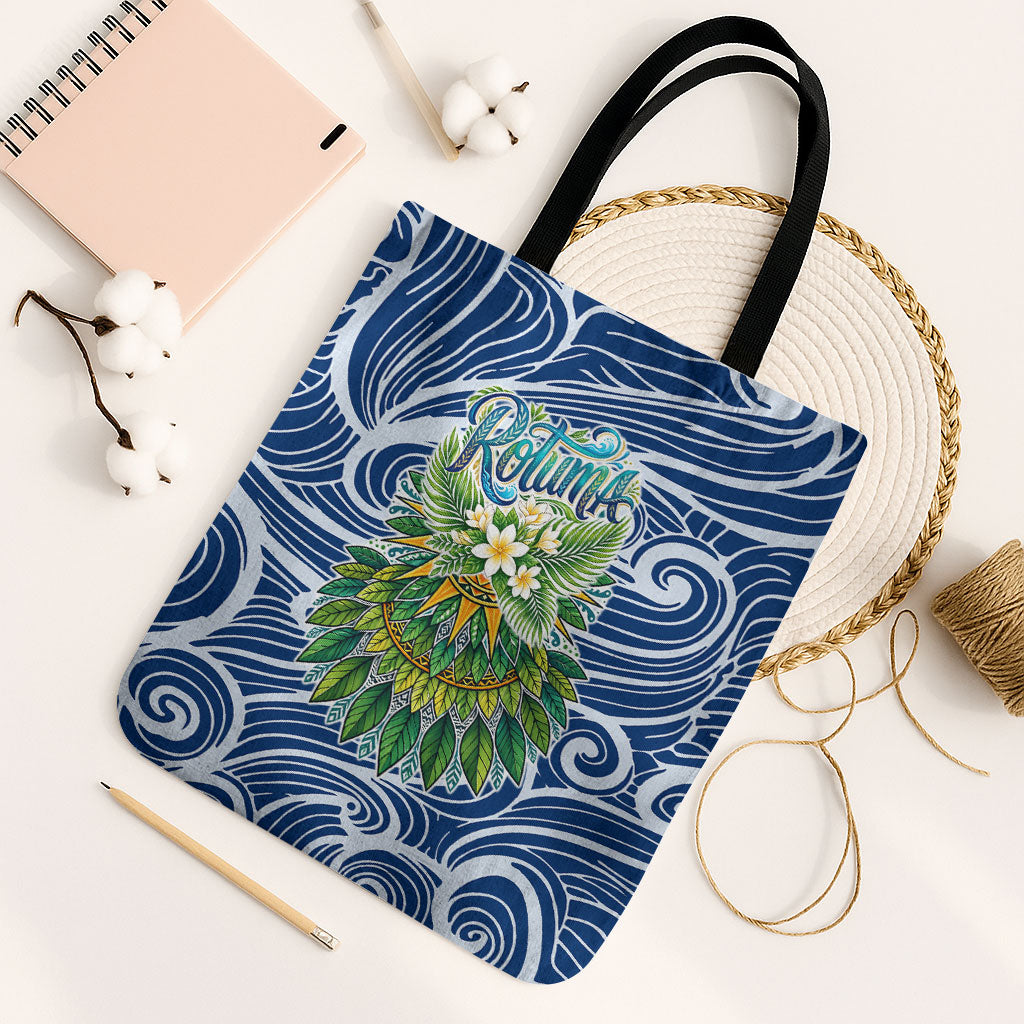 Rotuma Fiji Island Pride Tote Bag Ocean Wave Coral Reef Marine Life Tribal Tattoo TS04 Black Strap One Size Blue Green - Polynesian Pride