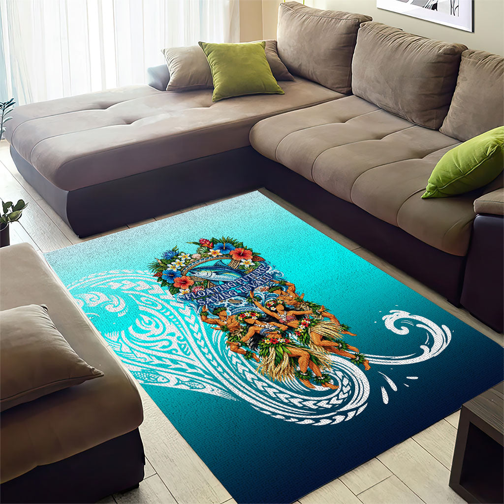Floating Future Saving Tuvalu Area Rug Ocean Blue Pacific Polynesian Cultural Art Marine Wildlife TS04 - Polynesian Pride