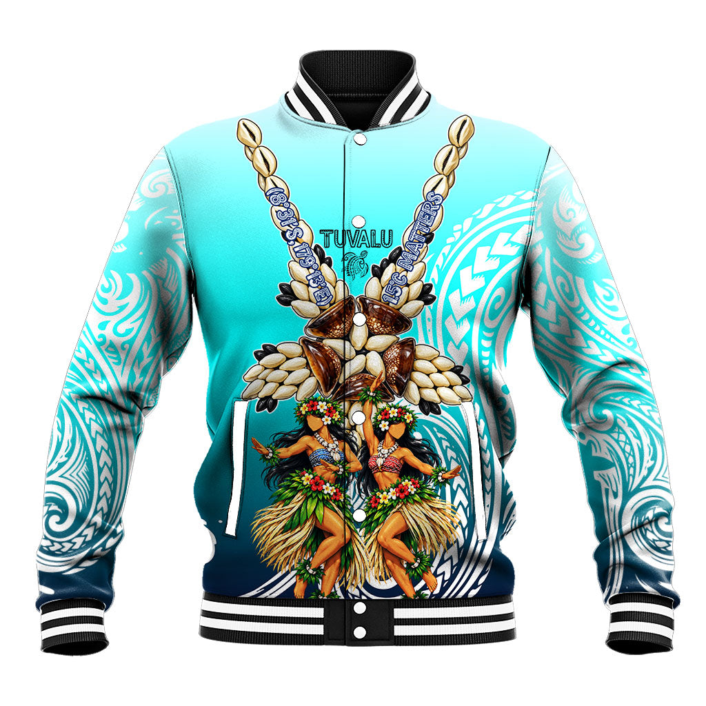 Floating Future Saving Tuvalu Baseball Jacket Ocean Blue Pacific Polynesian Cultural Art Marine Wildlife TS04 Unisex Blue White - Polynesian Pride