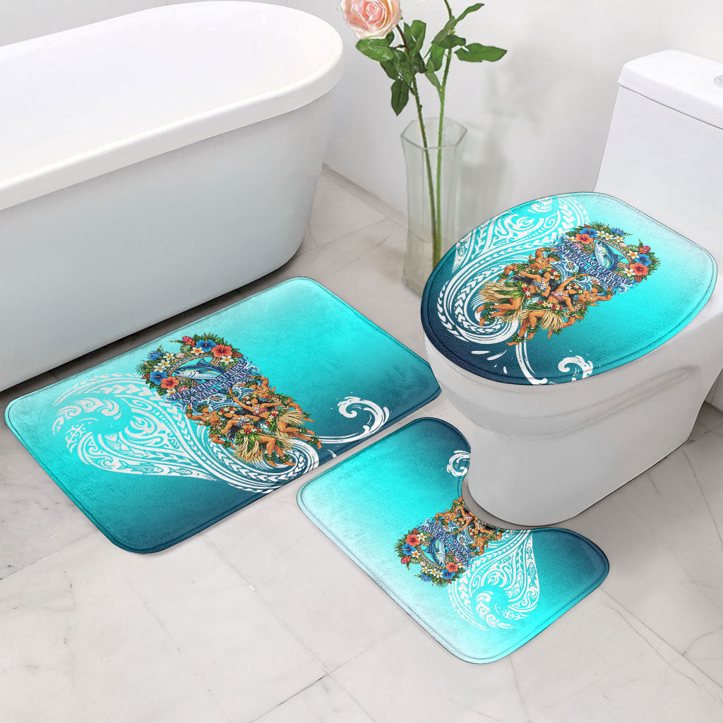 Floating Future Saving Tuvalu Bathroom Set Ocean Blue Pacific Polynesian Cultural Art Marine Wildlife TS04 - Polynesian Pride