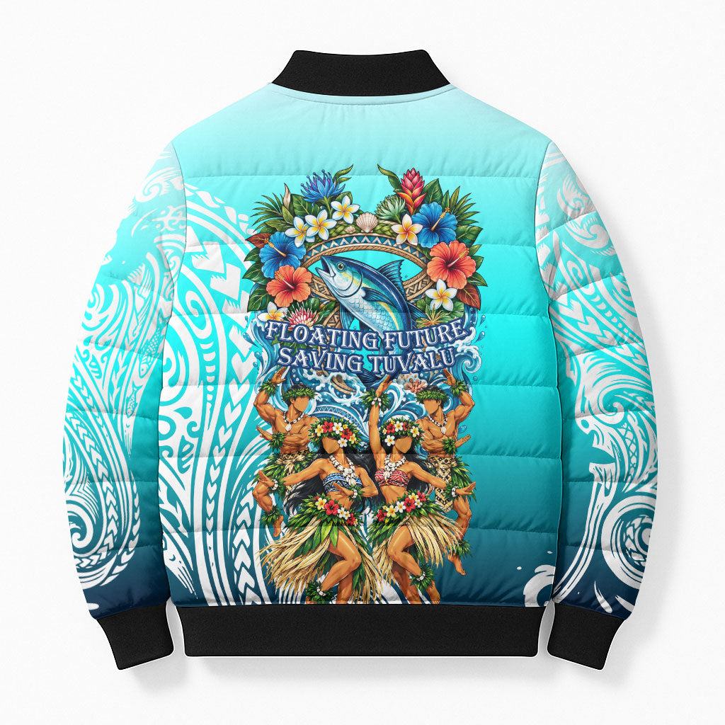 Floating Future Saving Tuvalu Bomber Puffer Jacket Ocean Blue Pacific Polynesian Cultural Art Marine Wildlife TS04 - Polynesian Pride