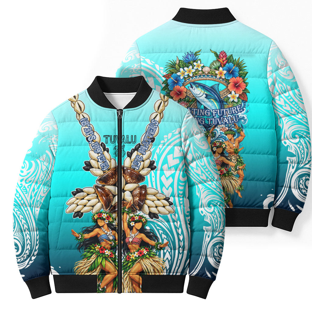 Floating Future Saving Tuvalu Bomber Puffer Jacket Ocean Blue Pacific Polynesian Cultural Art Marine Wildlife TS04 - Polynesian Pride