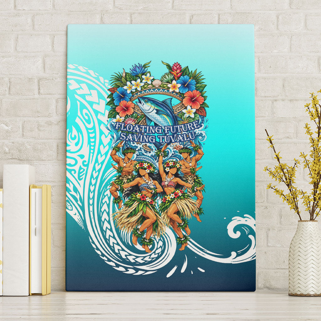 Floating Future Saving Tuvalu Canvas Wall Art Ocean Blue Pacific Polynesian Cultural Art Marine Wildlife TS04 Without Frame Blue White - Polynesian Pride