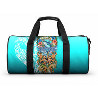 Floating Future Saving Tuvalu Duffle Bag Ocean Blue Pacific Polynesian Cultural Art Marine Wildlife TS04 One size Blue White - Polynesian Pride