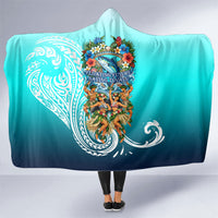 Floating Future Saving Tuvalu Hooded Blanket Ocean Blue Pacific Polynesian Cultural Art Marine Wildlife TS04 One Size Blue White - Polynesian Pride