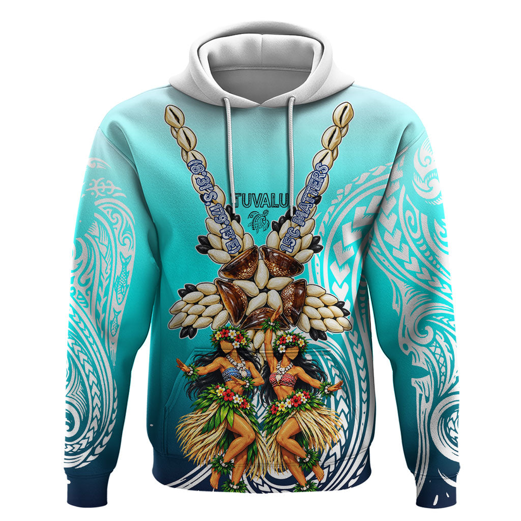 Floating Future Saving Tuvalu Hoodie Ocean Blue Pacific Polynesian Cultural Art Marine Wildlife TS04 Pullover Hoodie Blue White - Polynesian Pride