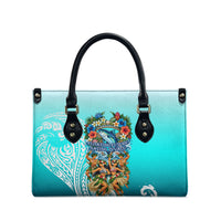 Floating Future Saving Tuvalu Leather Bag Ocean Blue Pacific Polynesian Cultural Art Marine Wildlife TS04 - Polynesian Pride