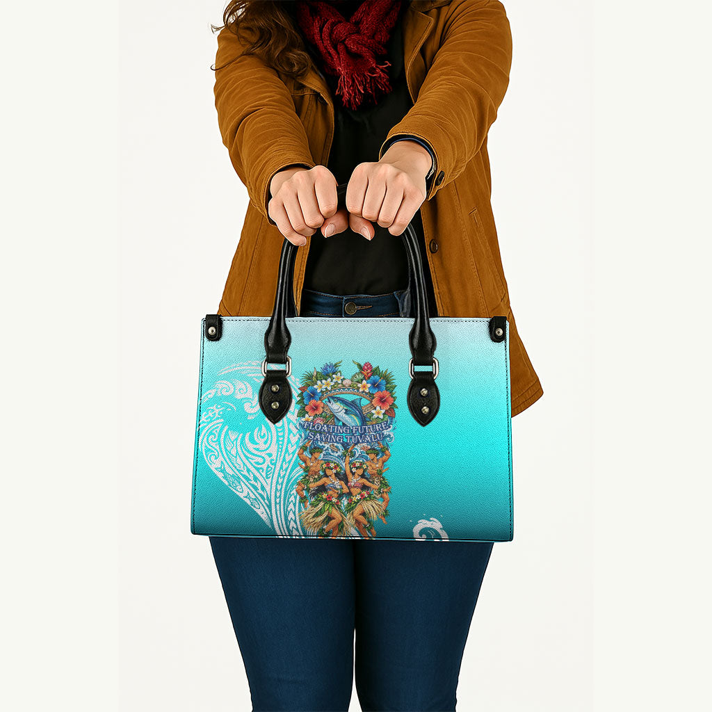 Floating Future Saving Tuvalu Leather Bag Ocean Blue Pacific Polynesian Cultural Art Marine Wildlife TS04 - Polynesian Pride