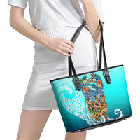 Floating Future Saving Tuvalu Leather Tote Bag Ocean Blue Pacific Polynesian Cultural Art Marine Wildlife TS04 - Polynesian Pride