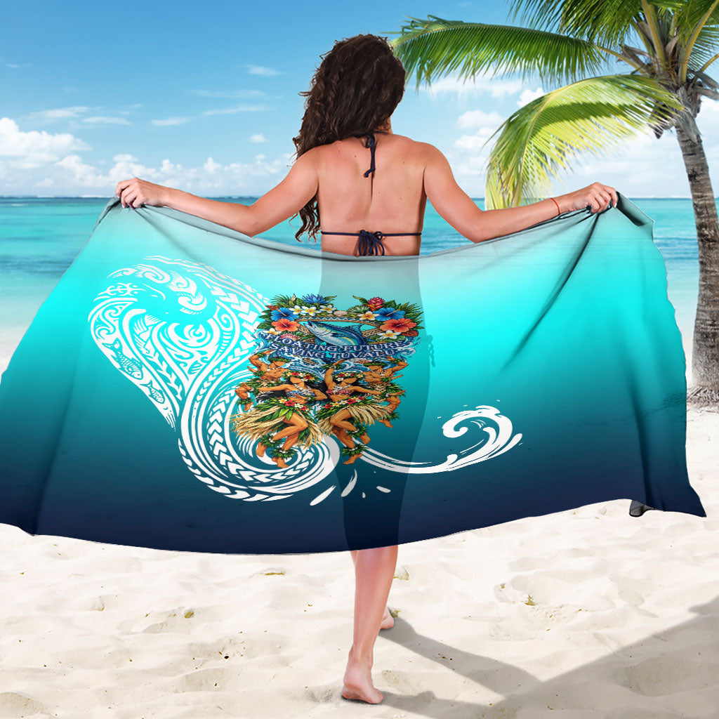 Floating Future Saving Tuvalu Sarong Ocean Blue Pacific Polynesian Cultural Art Marine Wildlife TS04 - Polynesian Pride