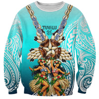 Floating Future Saving Tuvalu Sweatshirt Ocean Blue Pacific Polynesian Cultural Art Marine Wildlife TS04 Unisex Blue White - Polynesian Pride