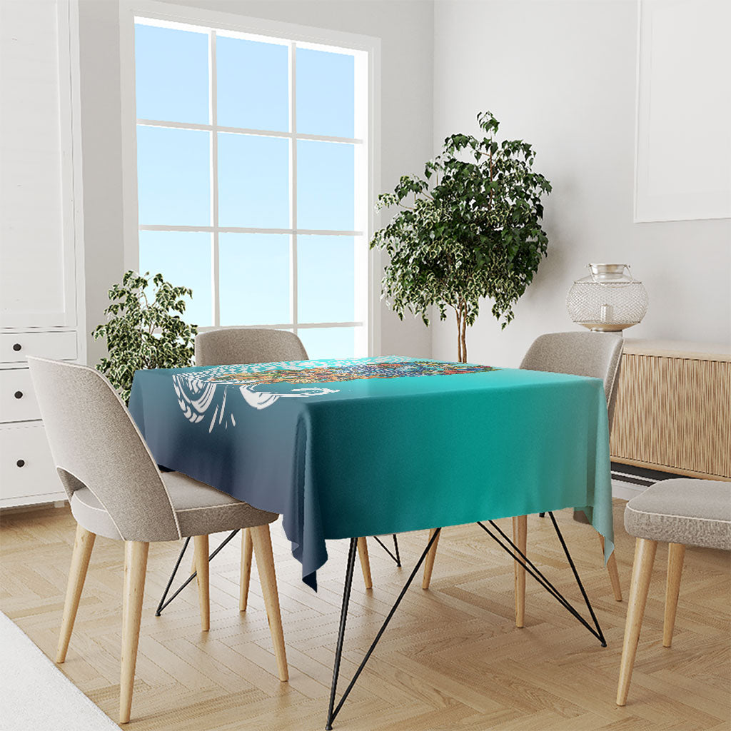Floating Future Saving Tuvalu Tablecloth Ocean Blue Pacific Polynesian Cultural Art Marine Wildlife TS04 - Polynesian Pride