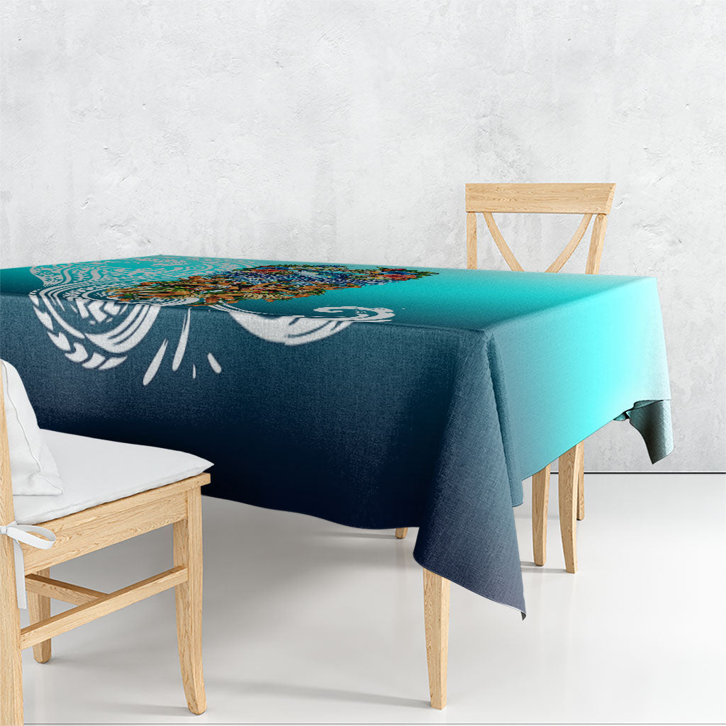 Floating Future Saving Tuvalu Tablecloth Ocean Blue Pacific Polynesian Cultural Art Marine Wildlife TS04 - Polynesian Pride
