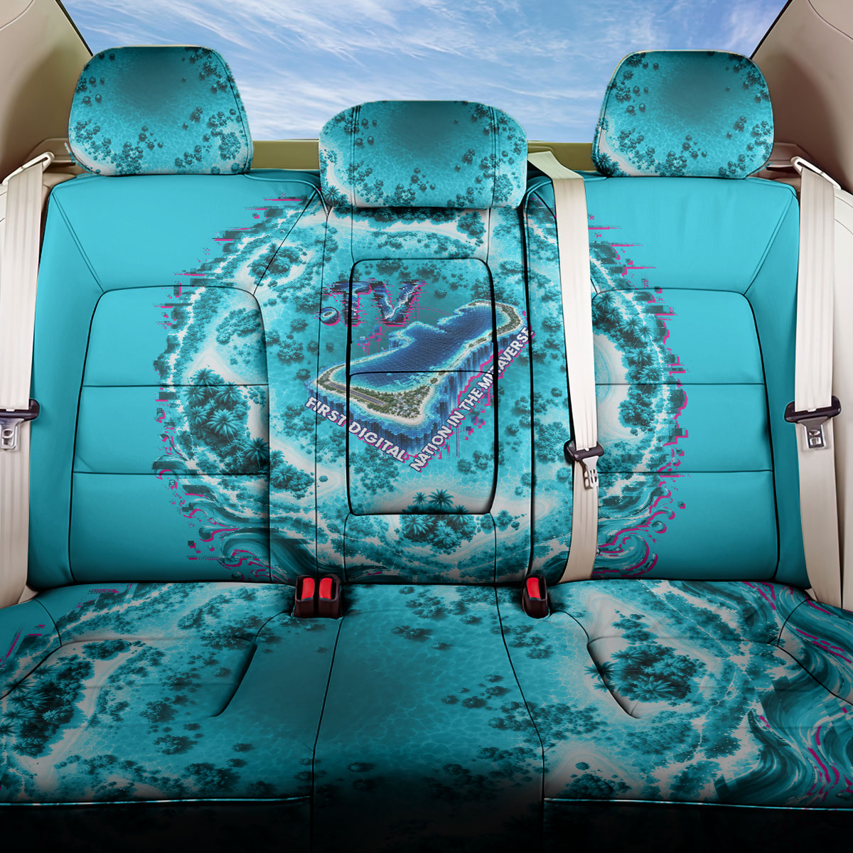 Tuvalu First Digital Nation In The Metaverse Back Car Seat Cover Polynesian Island Atoll Cyber Ocean TS04 One Size Blue White - Polynesian Pride
