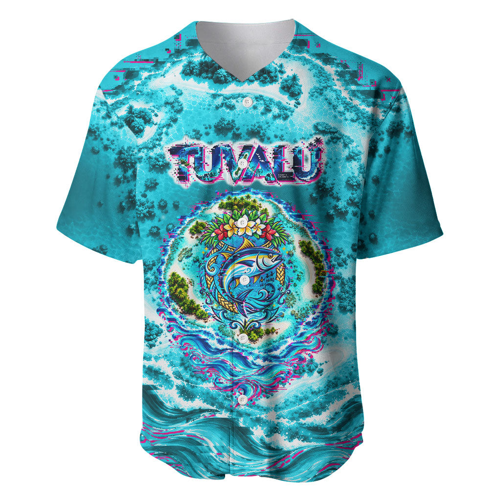 Tuvalu First Digital Nation In The Metaverse Baseball Jersey Polynesian Island Atoll Cyber Ocean TS04 Blue White - Polynesian Pride