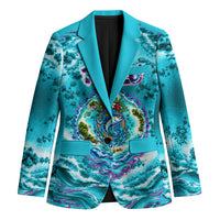 Tuvalu First Digital Nation In The Metaverse Blazer Polynesian Island Atoll Cyber Ocean TS04 Unisex Blue White - Polynesian Pride