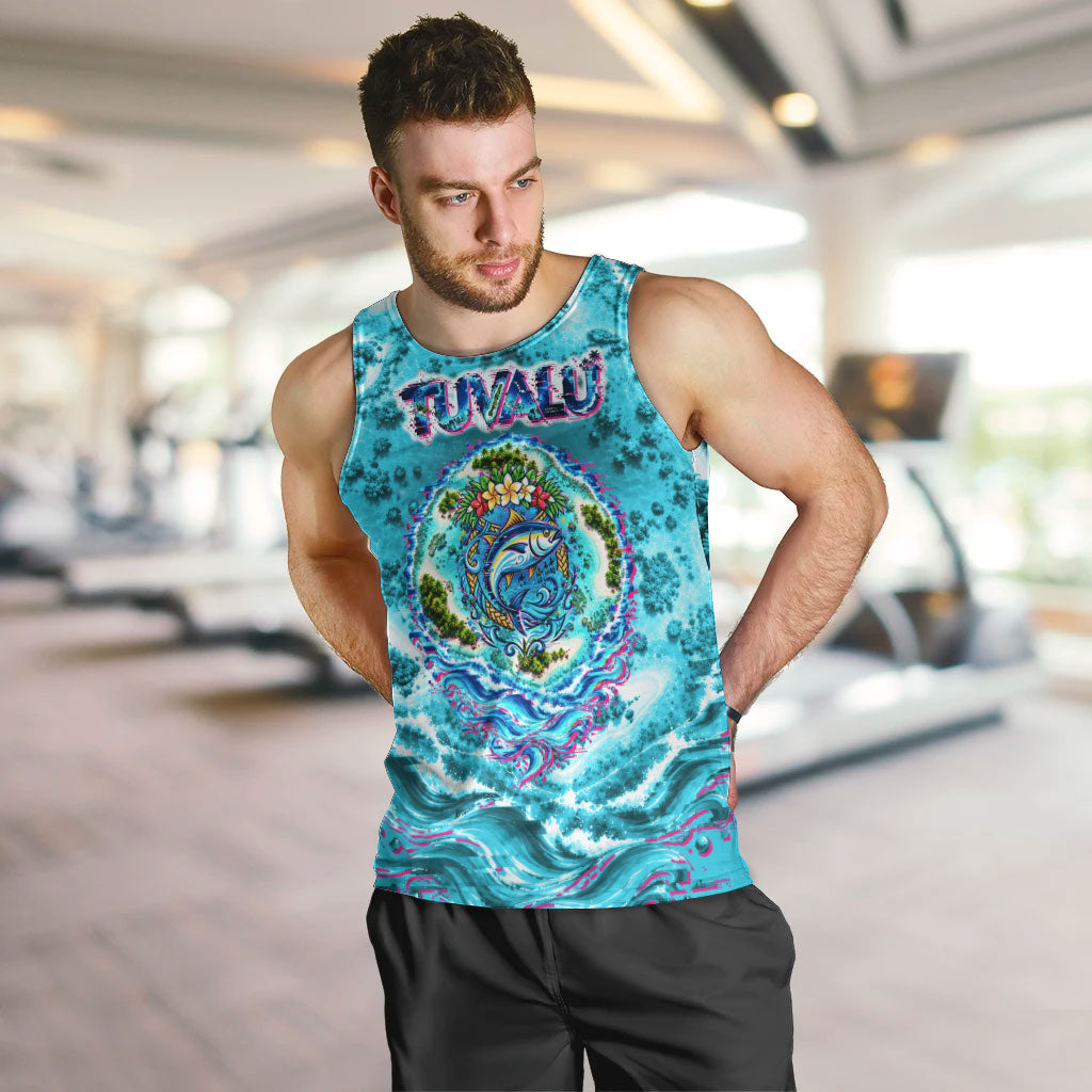 Tuvalu First Digital Nation In The Metaverse Men Tank Top Polynesian Island Atoll Cyber Ocean TS04 Blue White - Polynesian Pride
