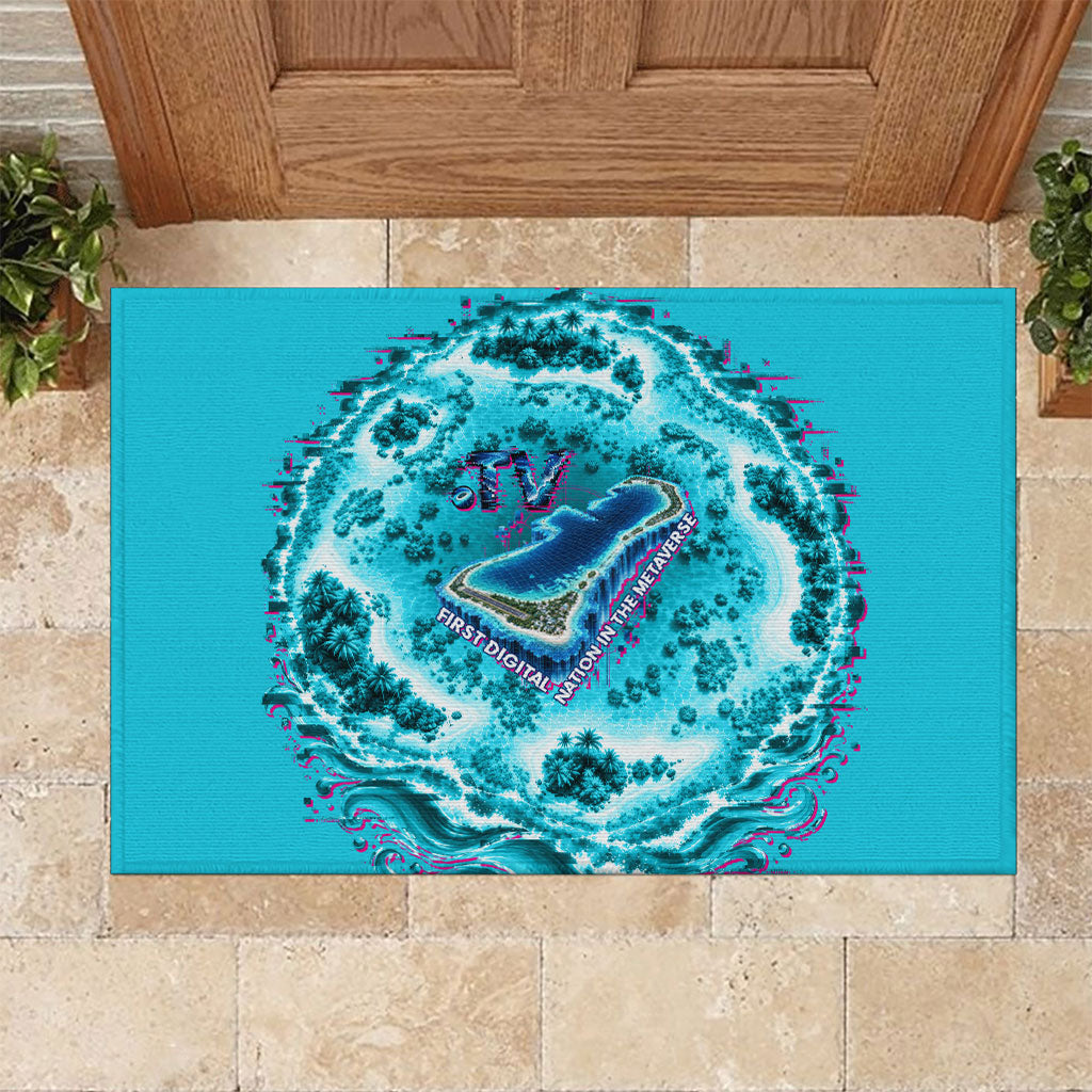 Tuvalu First Digital Nation In The Metaverse Rubber Doormat Polynesian Island Atoll Cyber Ocean TS04 Blue White - Polynesian Pride