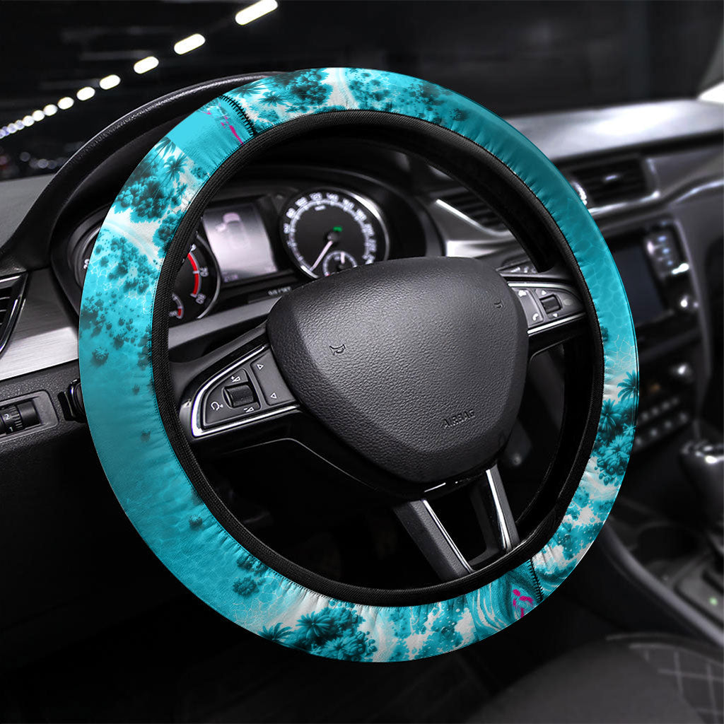 Tuvalu First Digital Nation In The Metaverse Steering Wheel Cover Polynesian Island Atoll Cyber Ocean TS04 Universal Fit Blue White - Polynesian Pride