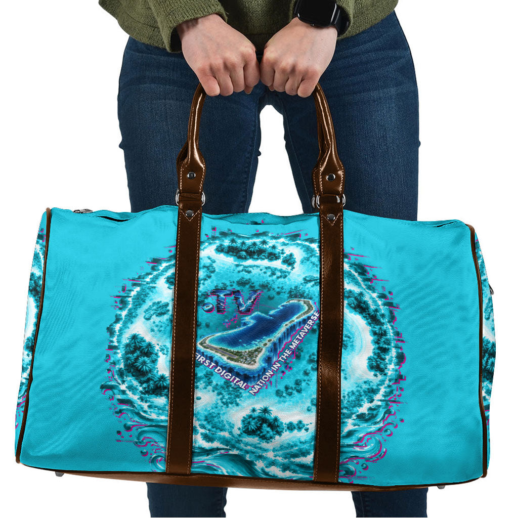 Tuvalu First Digital Nation In The Metaverse Travel Bag Polynesian Island Atoll Cyber Ocean TS04 Blue White - Polynesian Pride