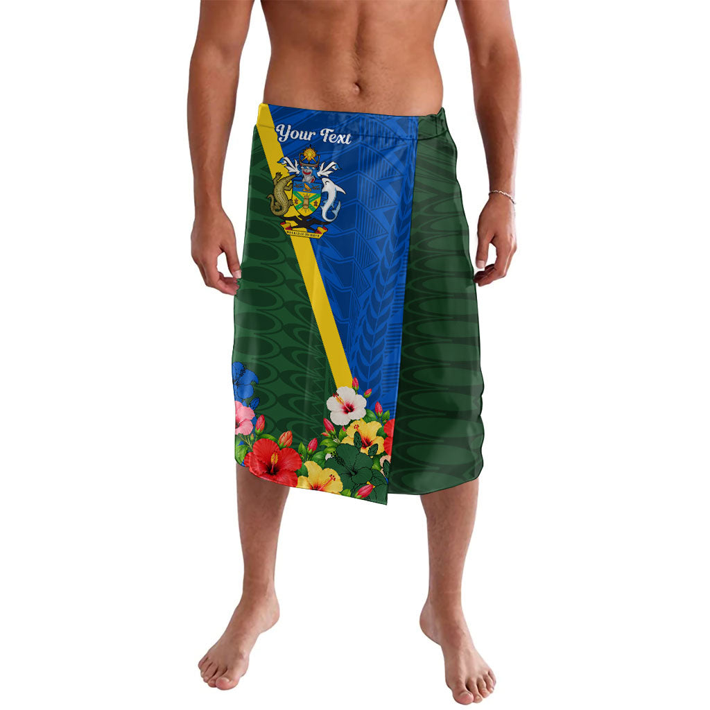 Personalized Solomon Islands Coat Of Arms Lavalava Patriotic Flag Shark Crocodile Tropical Floral TS04 Blue Green - Polynesian Pride