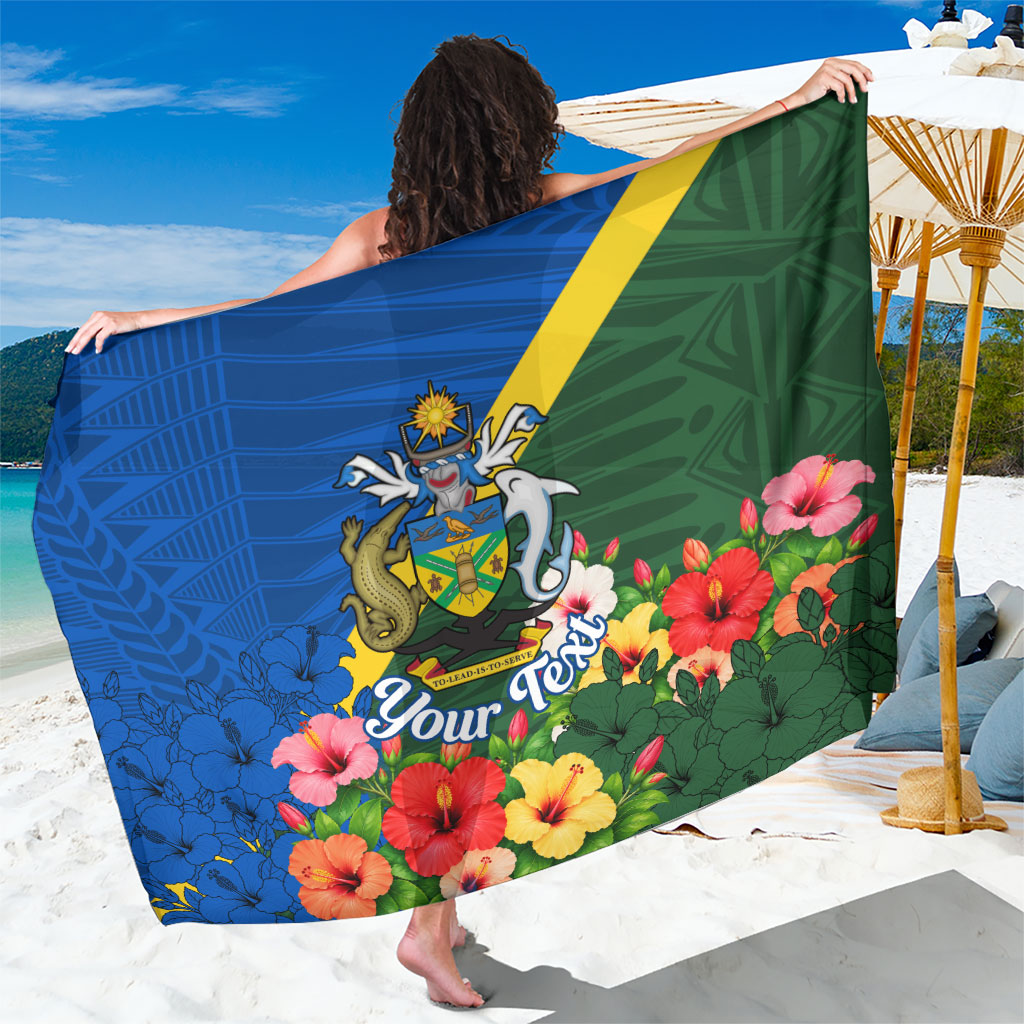 Personalized Solomon Islands Coat Of Arms Sarong Patriotic Flag Shark Crocodile Tropical Floral TS04 One Size 44 x 66 inches Blue Green - Polynesian Pride