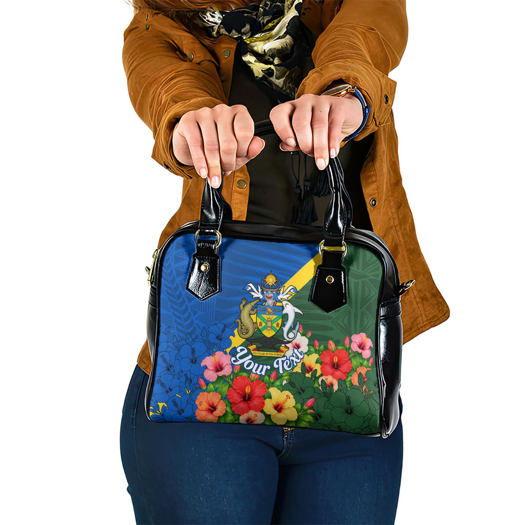 Personalized Solomon Islands Coat Of Arms Shoulder Handbag Patriotic Flag Shark Crocodile Tropical Floral TS04 One Size Blue Green - Polynesian Pride