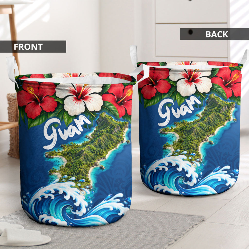 Guam Tropical Island Laundry Basket Hibiscus Floral Ocean Waves TS04 - Polynesian Pride