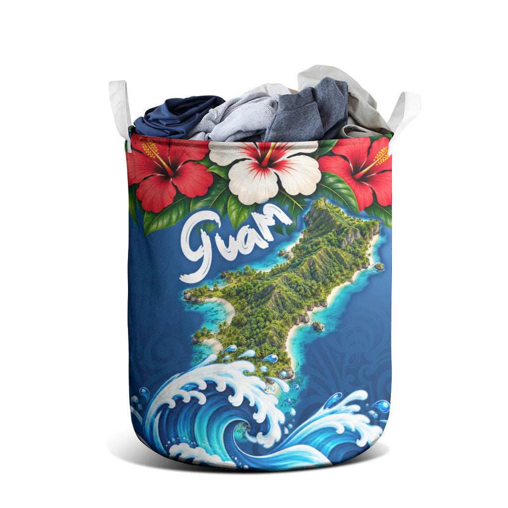 Guam Tropical Island Laundry Basket Hibiscus Floral Ocean Waves TS04 - Polynesian Pride