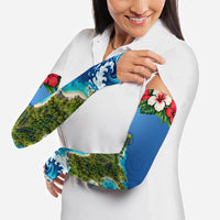 Guam Tropical Island Arm Sleeves Hibiscus Floral Ocean Waves TS04 - Polynesian Pride