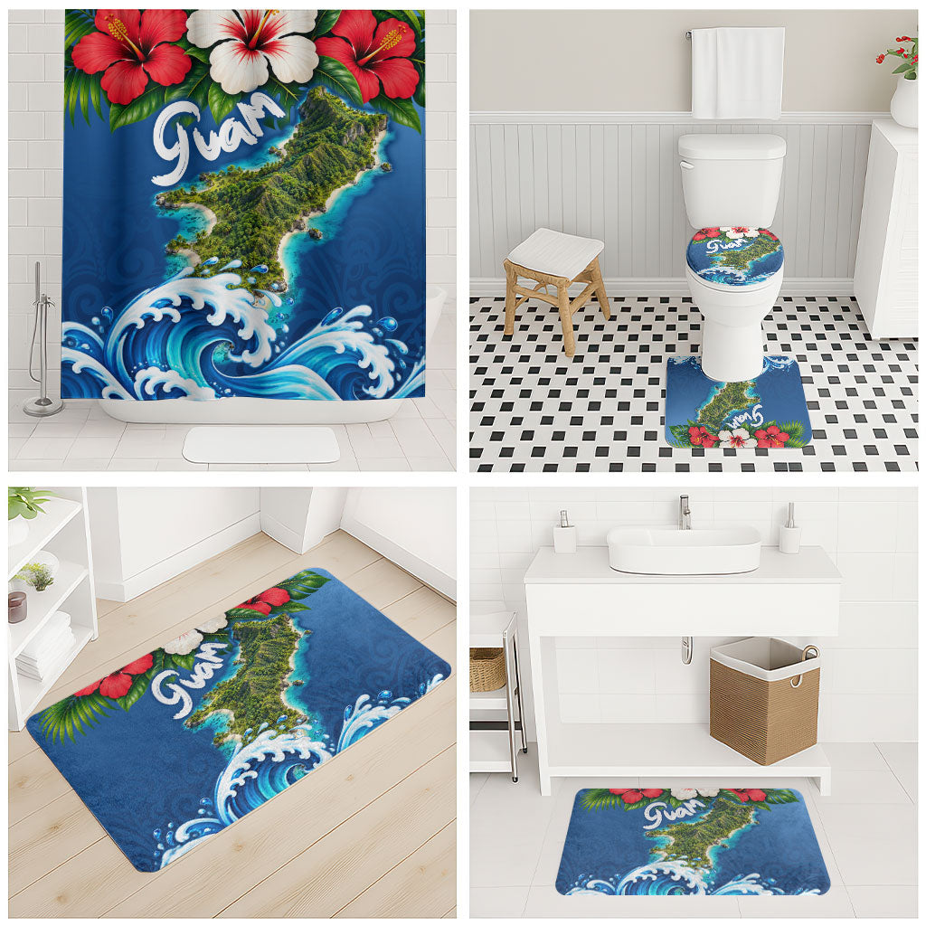 Guam Tropical Island Bathroom Set Hibiscus Floral Ocean Waves TS04 - Polynesian Pride